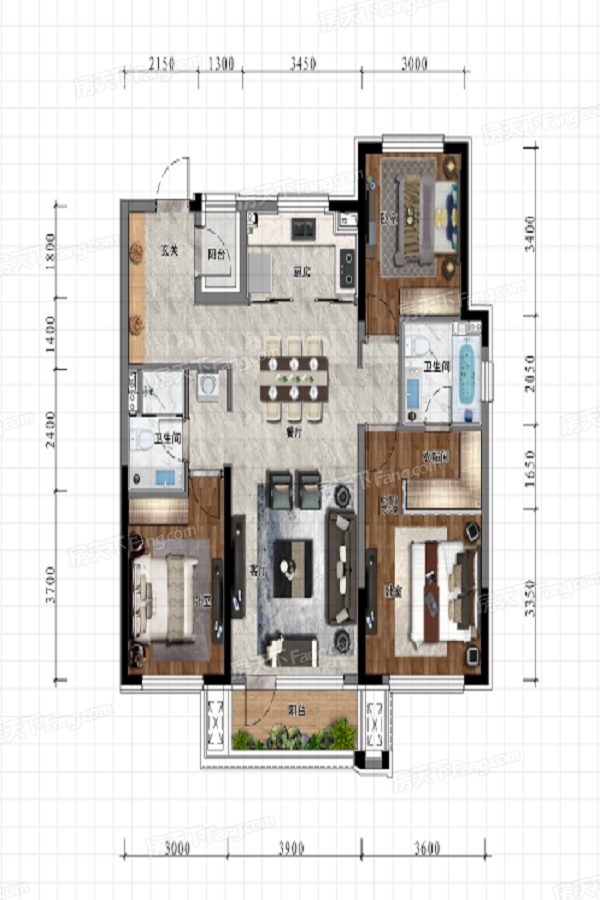 華潤(rùn)置地二十四城央境132㎡戶(hù)型圖