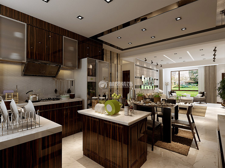 華潤(rùn)置地二十四城央境132㎡戶(hù)型餐廚一體化設(shè)計(jì)裝修案例