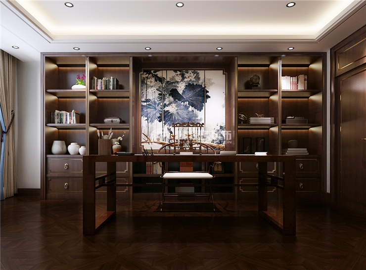 嵌入式書(shū)柜設(shè)計(jì)裝修效果圖