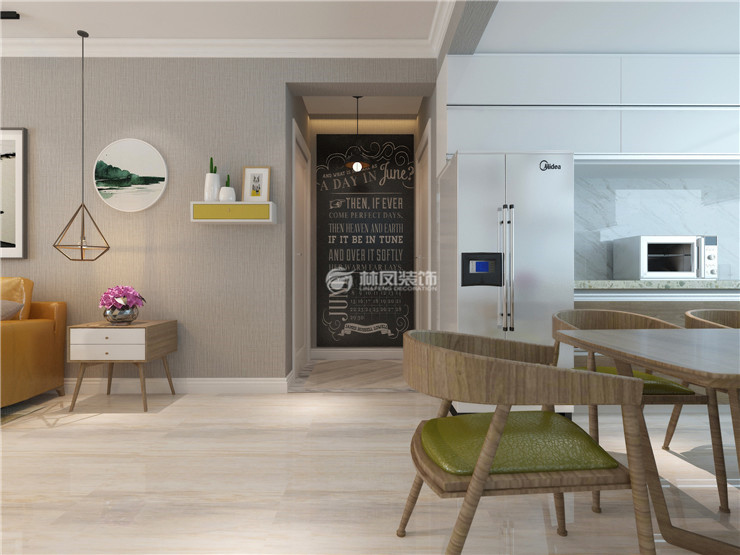 北歐風(fēng)格過廊過長(zhǎng)黑板墻設(shè)計(jì)裝修效果圖