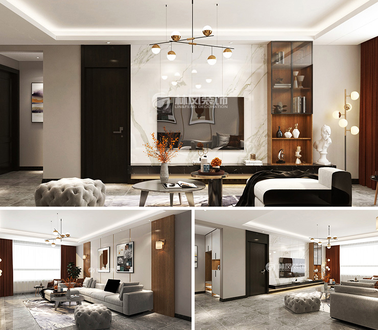 融創(chuàng)盛京宸院142平現(xiàn)代簡(jiǎn)約裝修效果圖