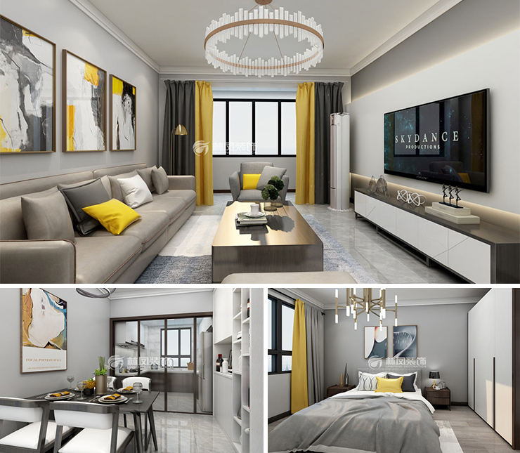 金科集美天城108平現(xiàn)代簡約風格裝修效果圖